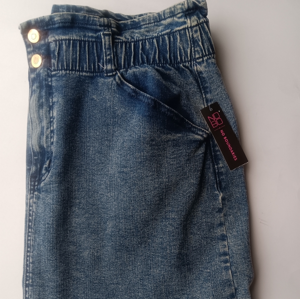 No Boundaries Juniors Paper Bag Skirt Medium Wash